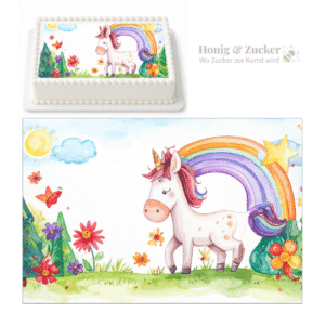 Tortenaufleger A4 Einhorn Regenbogen