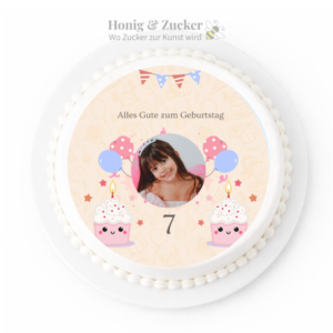 tortenaufleger blau rose Luftballon