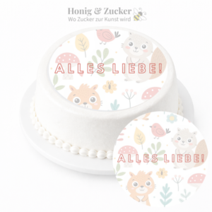 tortenaufleger wald teire alles gute